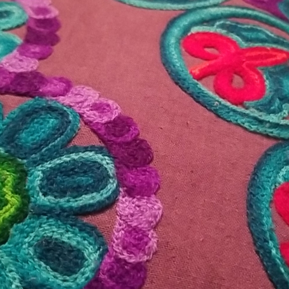 Colorful hand stitched accent pillow - Picture 2 of 5